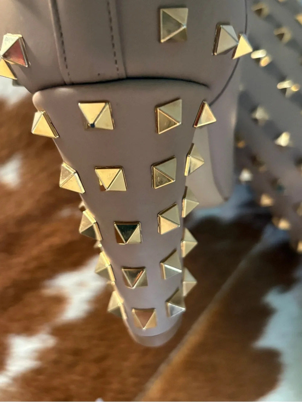 Valentino Tan and Gold-Stud Boots - Picture 7 of 9